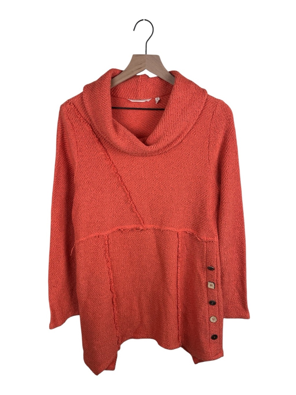 Soft Surroundings Breakwater Pullover Sweater Size Medium Burnt Orange Buttons
